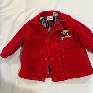 Disney Red Corduroy Kids Coat with Mickey Design